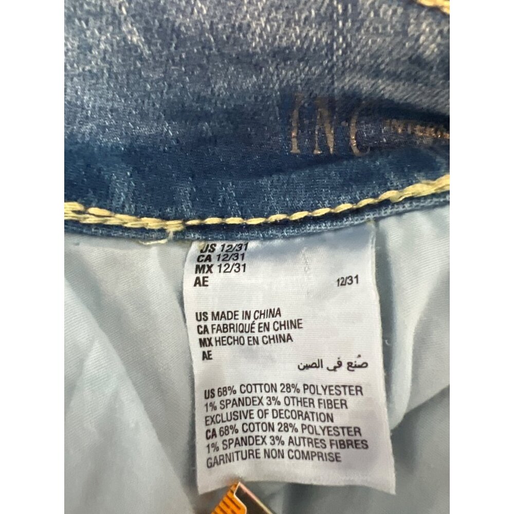 INC Denim Mid Rise Boyfriend Jeans size 12/31 Distressed Leopard Patch - Picture 7 of 12